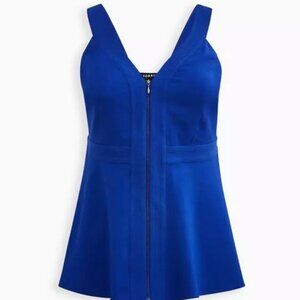 Torrid - Peplum Crepe Zip-Front Top - Cobalt Blue